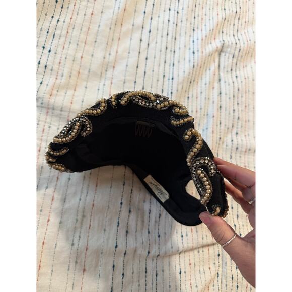 VTG 1930’s Black Juliet Cap Pearl and Jewel Embellished - Picture 1 of 4